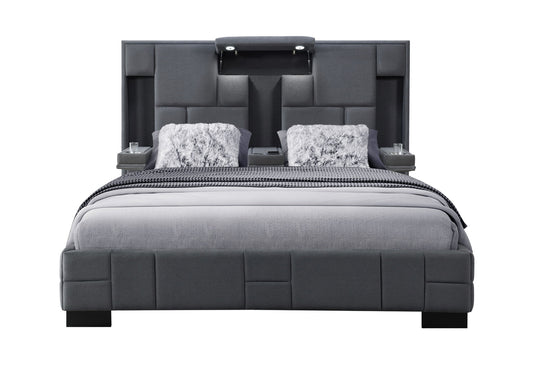 Oscar - King Bed Without Wood Trim - Dark Gray