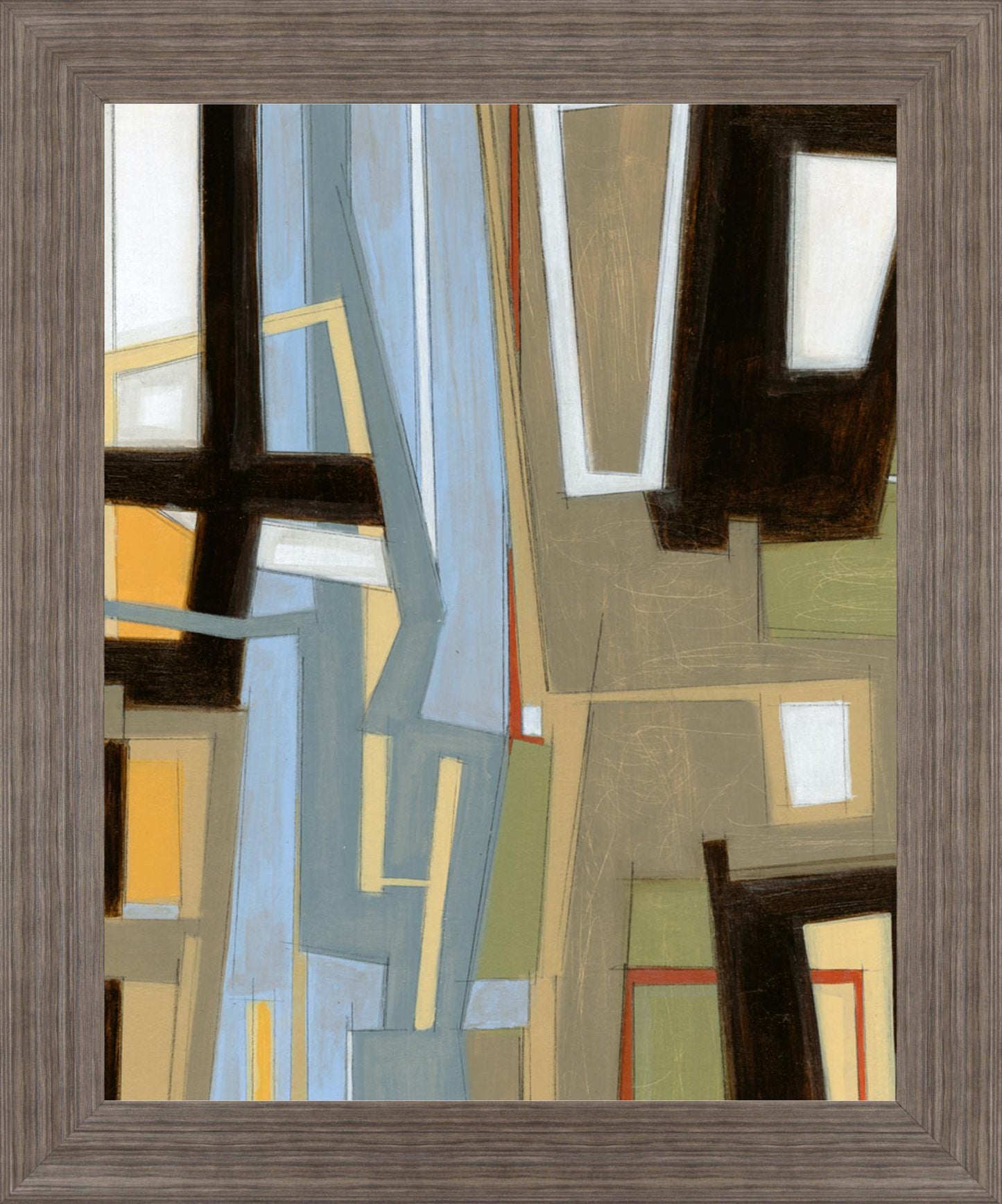 Urban Slate Geometry - 28" x 34" Framed Wall Art