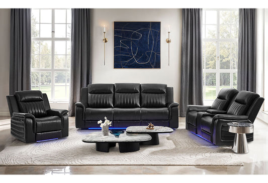 U8879 - 3 Piece Living Room Set (Sofa, Loveseat, Chair) - Charcoal