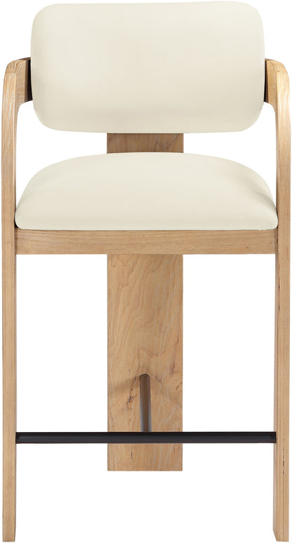 Cedra - Velvet Performance Fabric Upholstered Counter Stool - Natural Frame