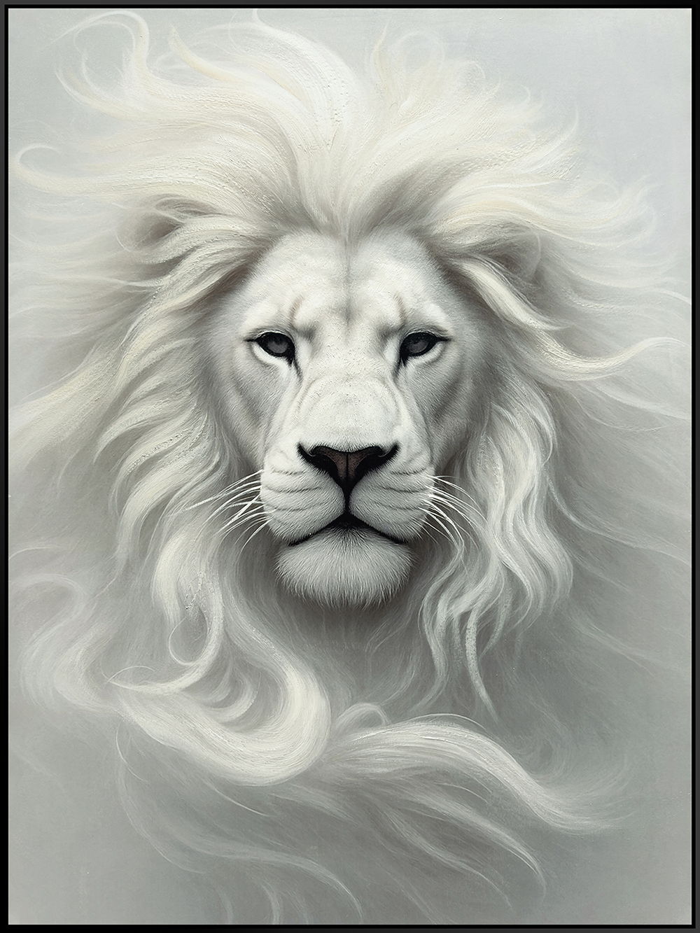 "Majesty" Hand-Embellished Canvas In Frame - Black / White / Gray
