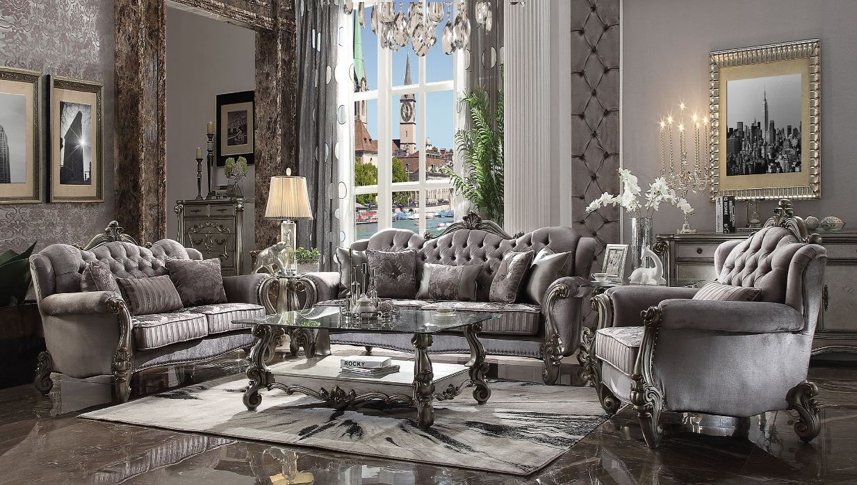 Versailles - Sofa - Velvet & Antique Platinum - 47"