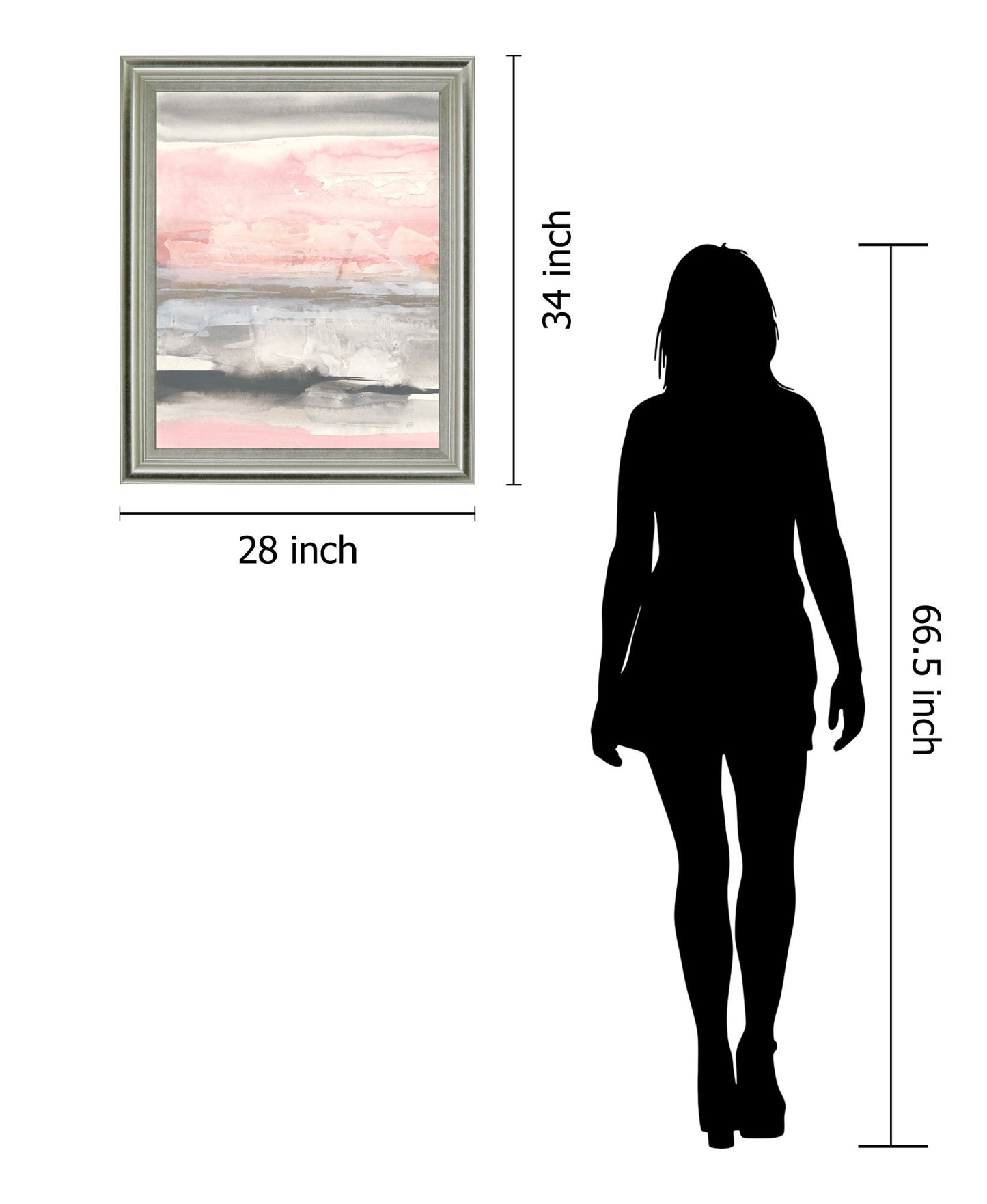 Blushed Horizon Mist - 28" x 34" Framed Wall Art - Pink