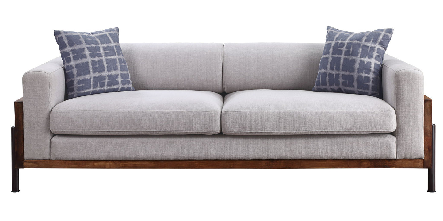 Pelton - Sofa With 2 Pillows - Fabric & Walnut