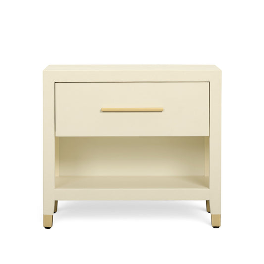 Dani - Faux Shagreen Nightstand With Drawer - Cream