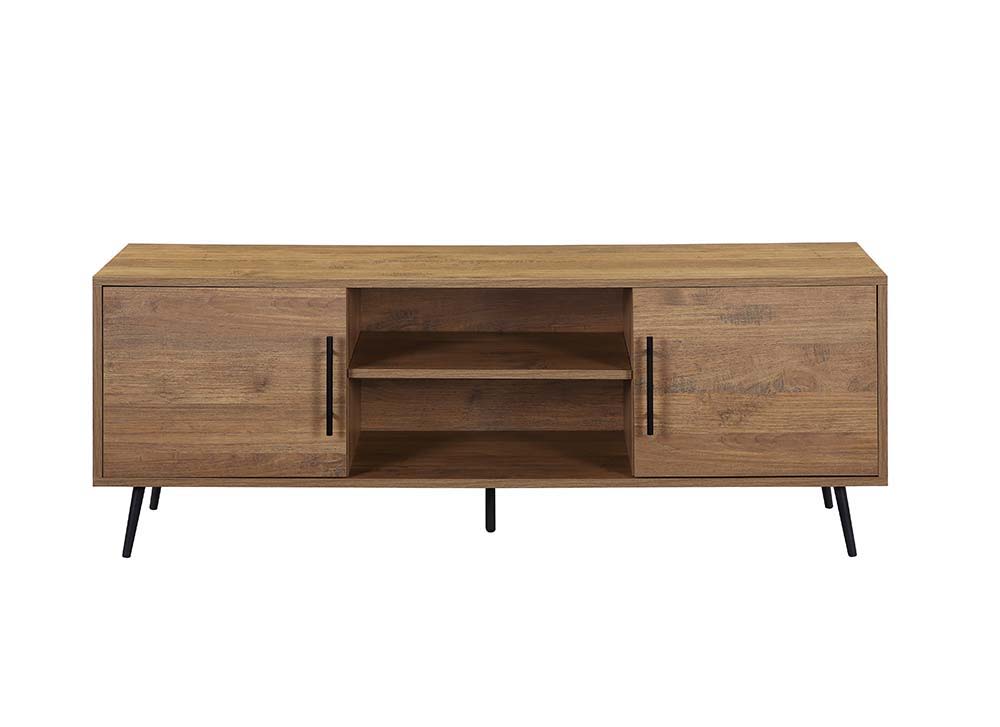 Wafiya - TV Stand - Rustic Wood & Black Finish