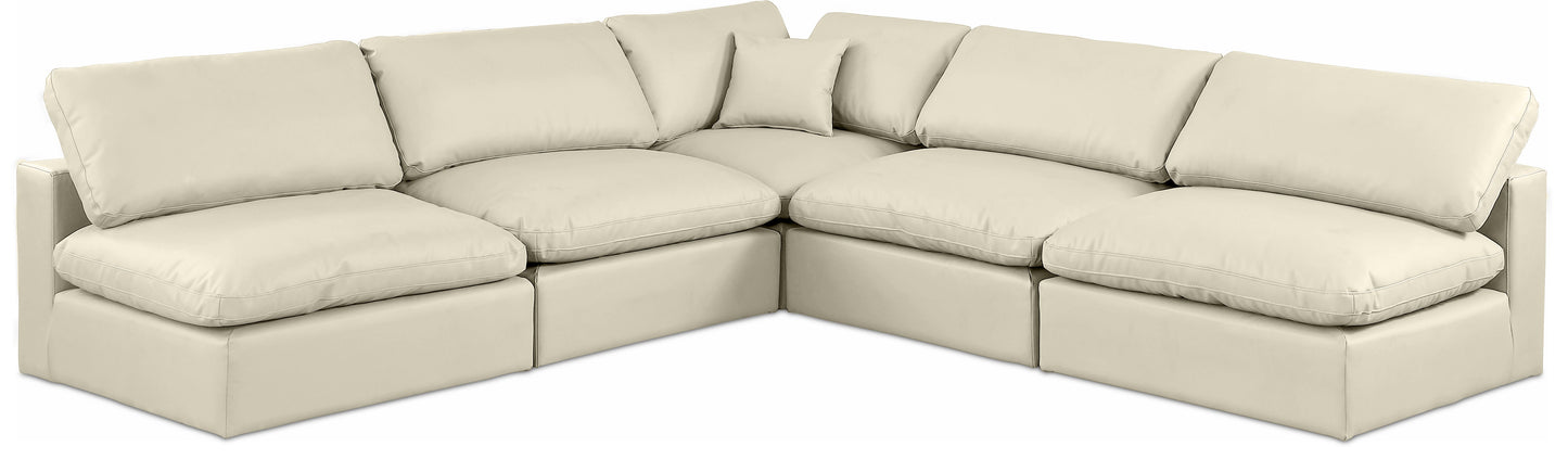 Comfy - 5 Piece Faux Leather Modular Corner Armless Sectional