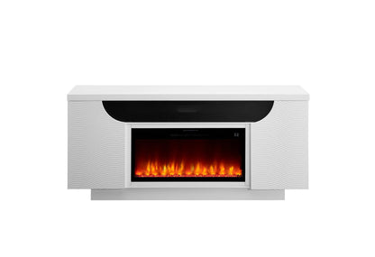 Aileen - 76" Entertainment Unit With LED, Speakers, Crystal Inserts And Pop Up Center Doors - White
