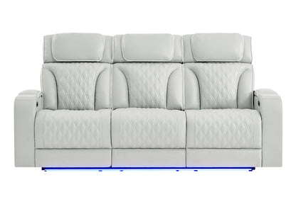 U8611 - Power Reclining Sofa With Power Headrest And LED - Silver