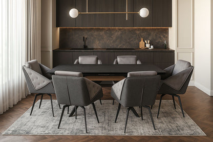 Aurora - 7 Piece Dining Room Set (Dining Table And 6 Chairs) - Grey / Silver / Black