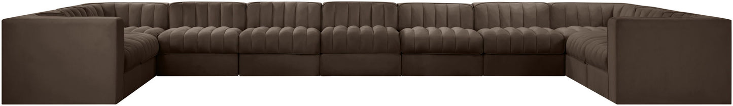 Rummi - Velvet Performance Fabric Upholstered 11 Piece Modular Sectional