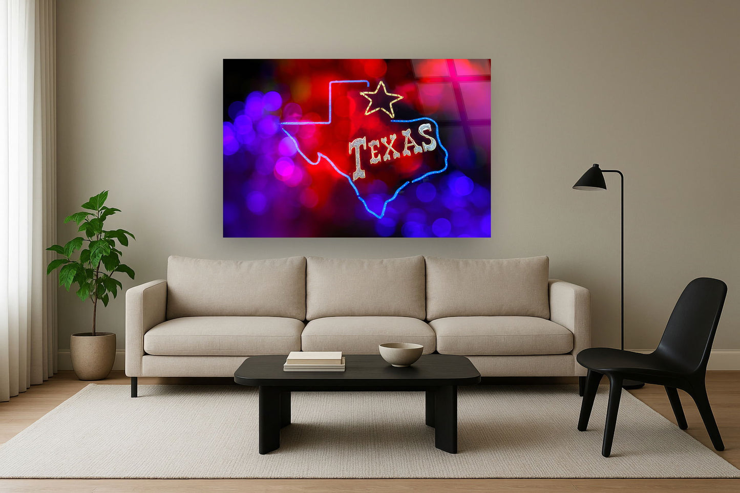Tempered Glass With Foil & Rhinestones - Texas Neon - Red
