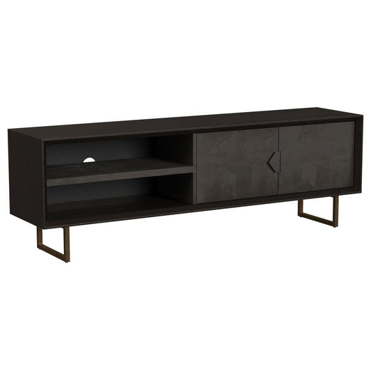 Marsden - 2 Door Mango Wood TV Stand - Charcoal Black