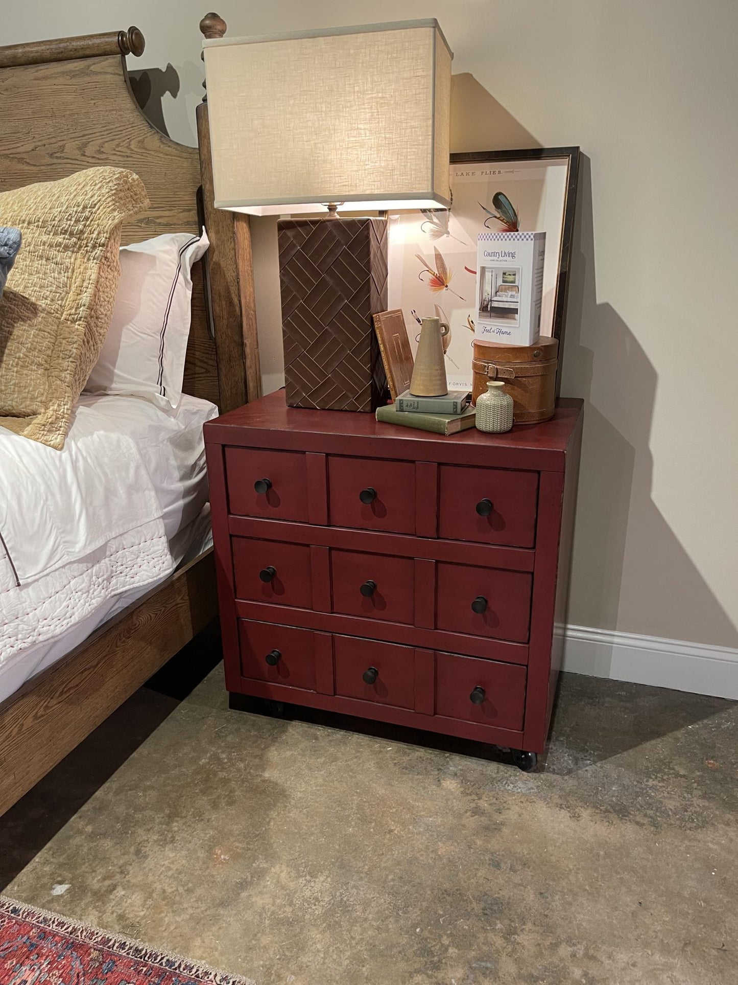 Vintage Market - Nightstand 3 Drawer With Casters