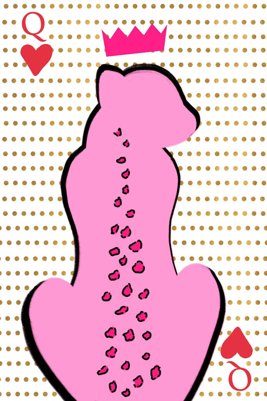 Queen Cheetah Card By Anna Quach (Framed Small) - Pink
