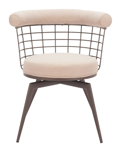 Saku - Swivel Dining Chair - Beige / Brown
