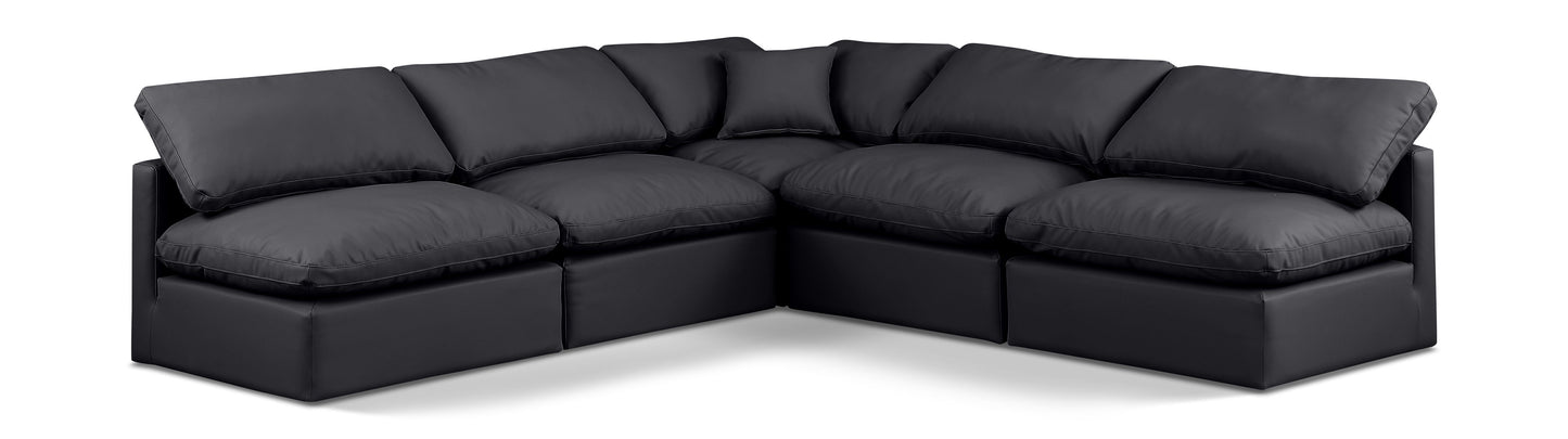 Indulge - Faux Leather 5 Piece Modular Corner Armless Sectional