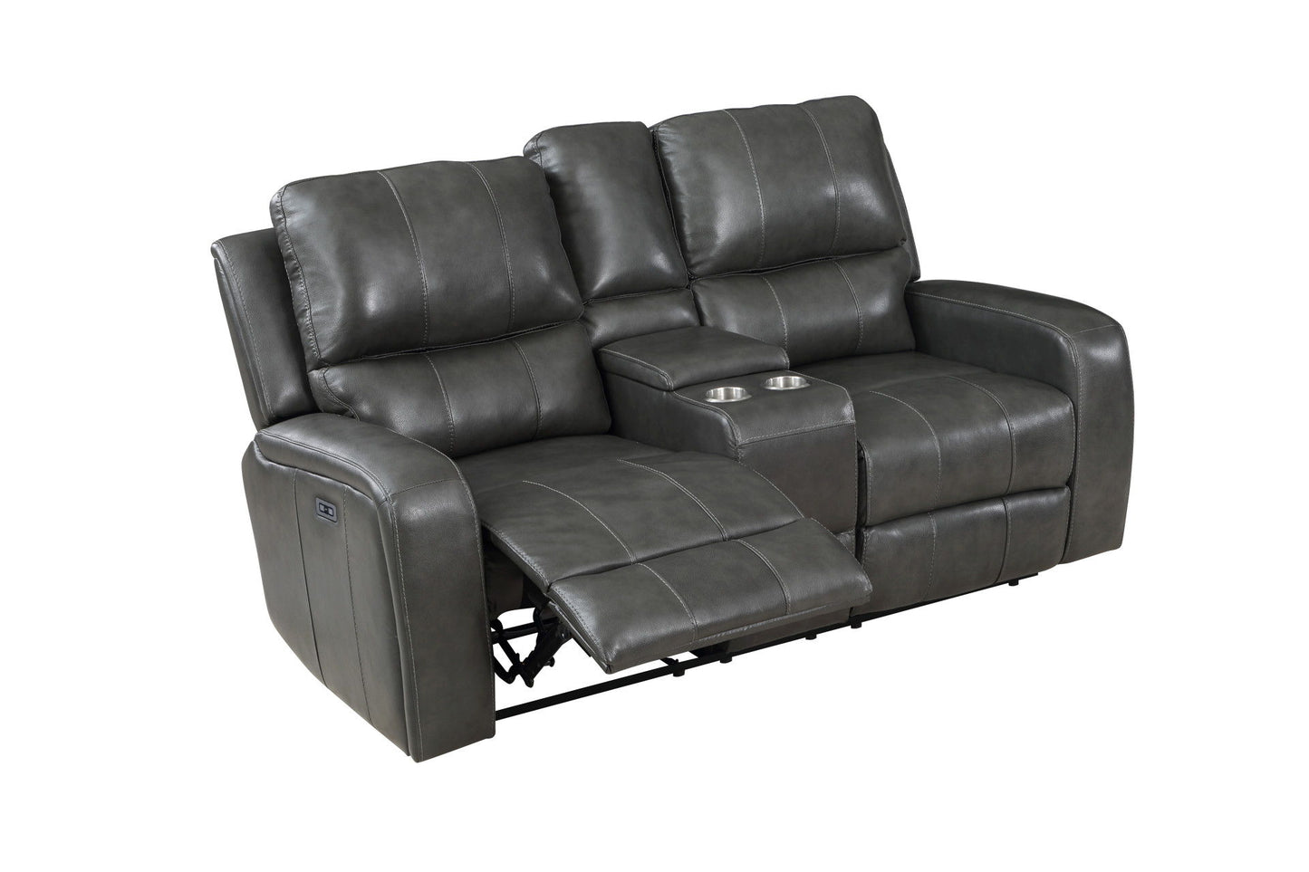 Linton - Leather Console Loveseat With Power Footrest