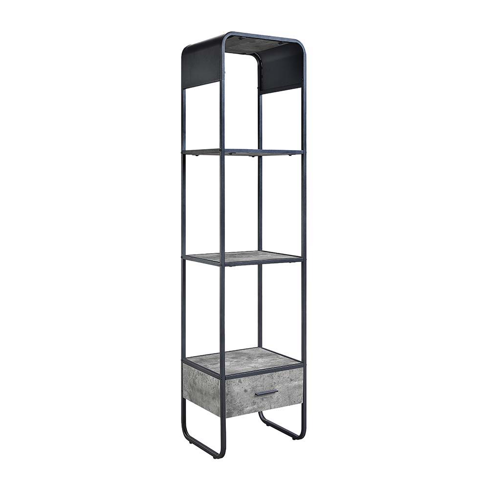 Raziela - TV Stand Side Pier - Concrete Gray & Black