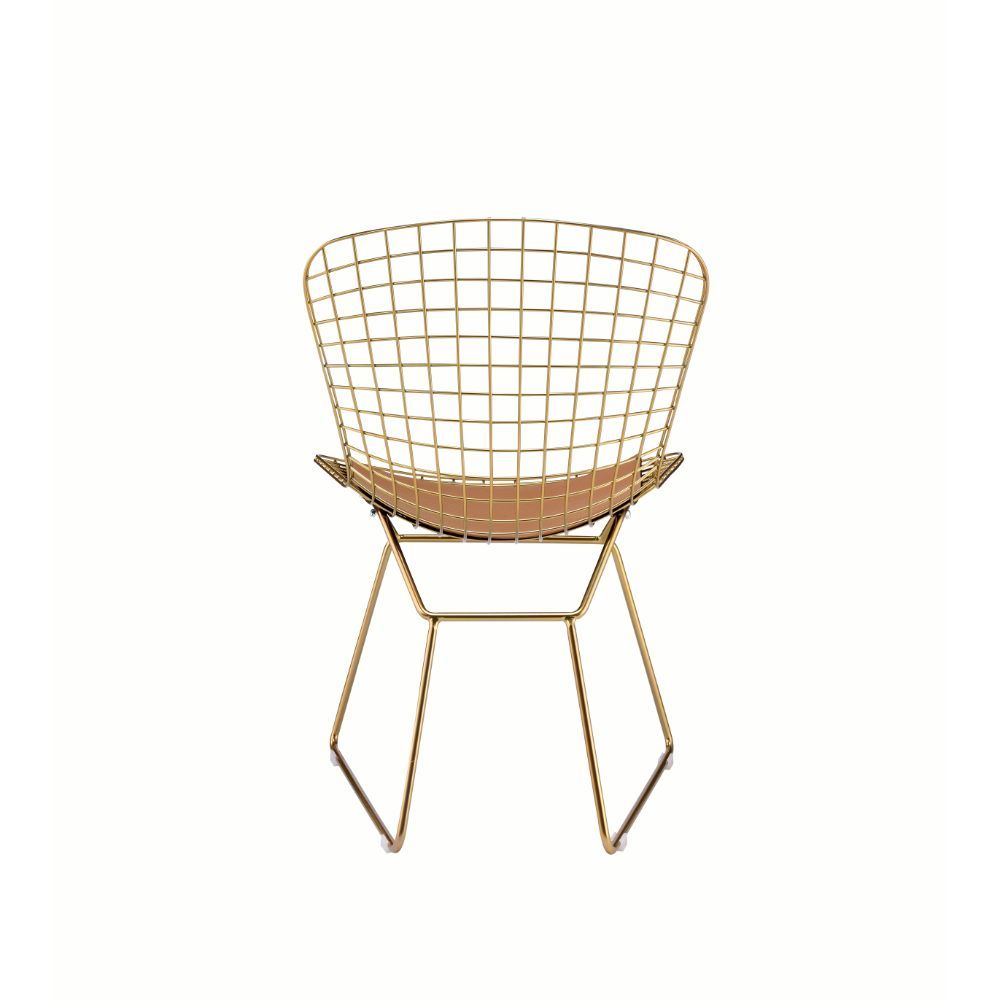 Achellia - Side Chair (Set of 2) - Whiskey PU & Gold