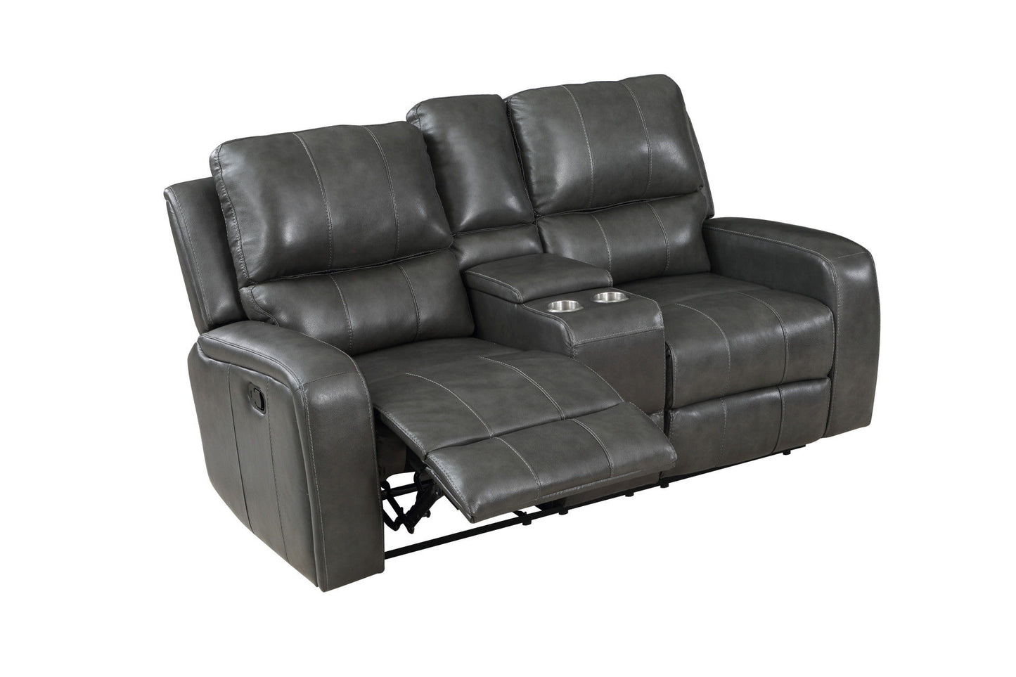 Linton - Leather Console Loveseat With Dual Recliners