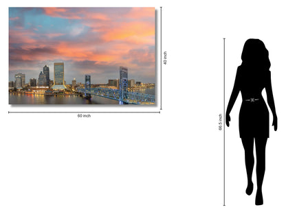 Temp Glass With Foil - Jacksonville Skyline - Orange