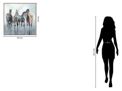 "Equine Grace I" Hand-Painted Canvas In Frame - Earthy Tones