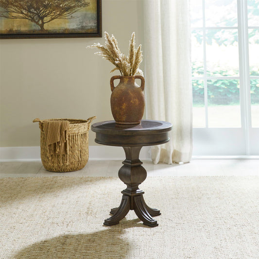 Paradise Valley - Round Chairside Table - Saddle Brown