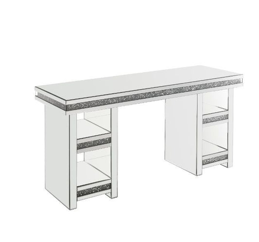 Noralie - Writing Desk - Mirrored & Faux Diamonds