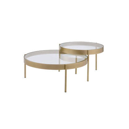 Andover - Coffee Table - Clear Glass & Gold