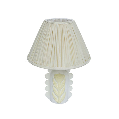 Edith - Scalloped Papier Mache Flower Pleated Table Lamp - Cream