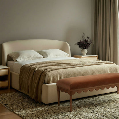 Oodle - Vegan Mohair Bench, Walnut Legs