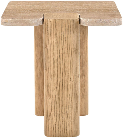 Ravenna - Genuine Fabric Travertine And Oak Wood Table