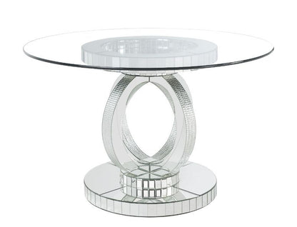 Ornat - Dining Table - Clear Glass, Mirrored & Faux Diamonds - 30"