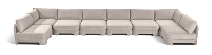 Hammond - Velvet Performance Fabric Upholstered 8 Piece U-Shaped Armless Sectional - Beige