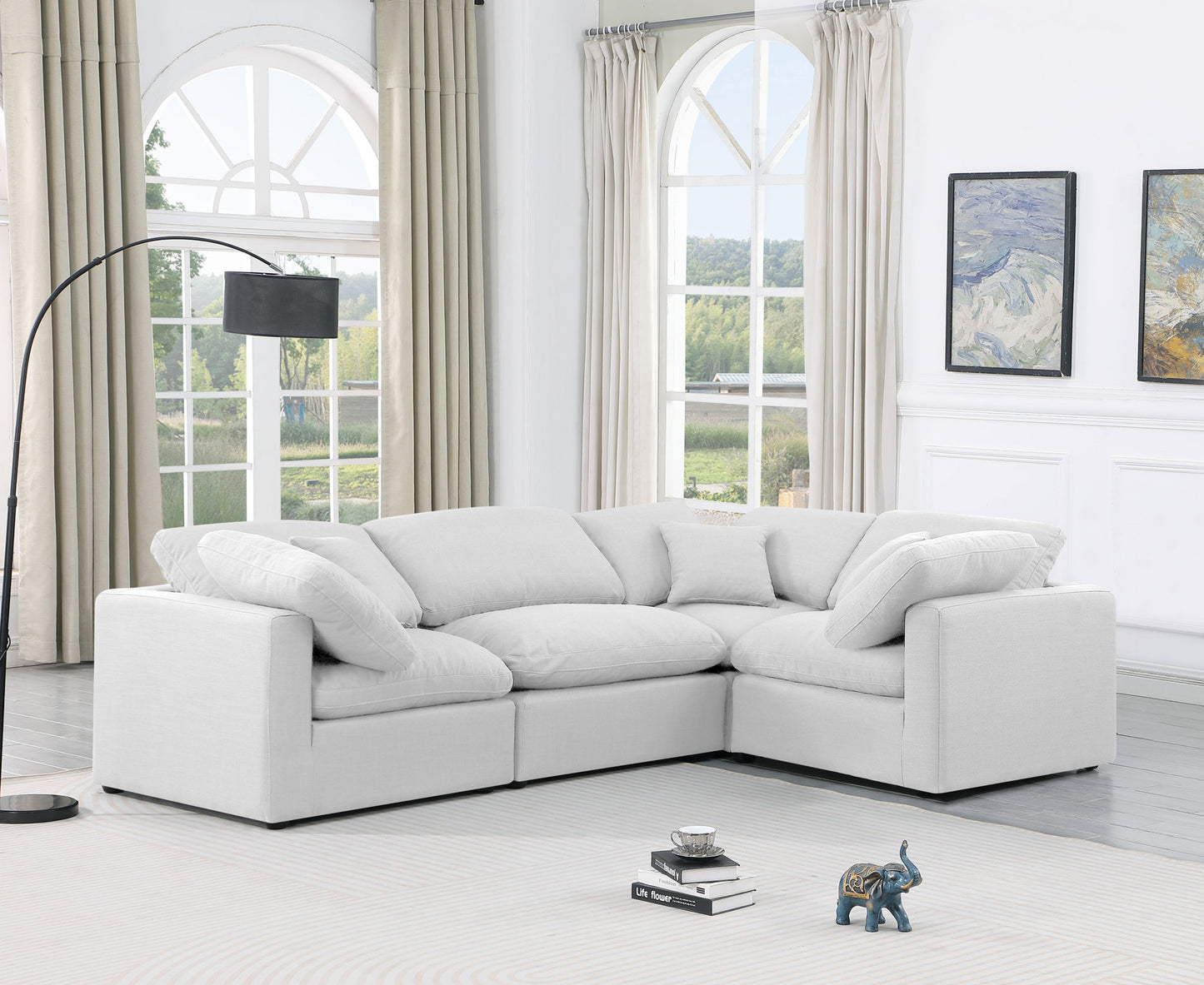 Indulge - Linen 4 Piece Modular Corner Sectional - White