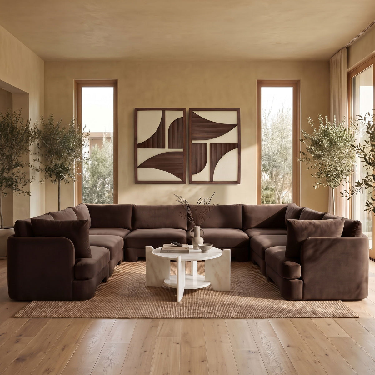 Hammond - Velvet Performance Fabric Upholstered 8 Piece U-Shaped Sectional
