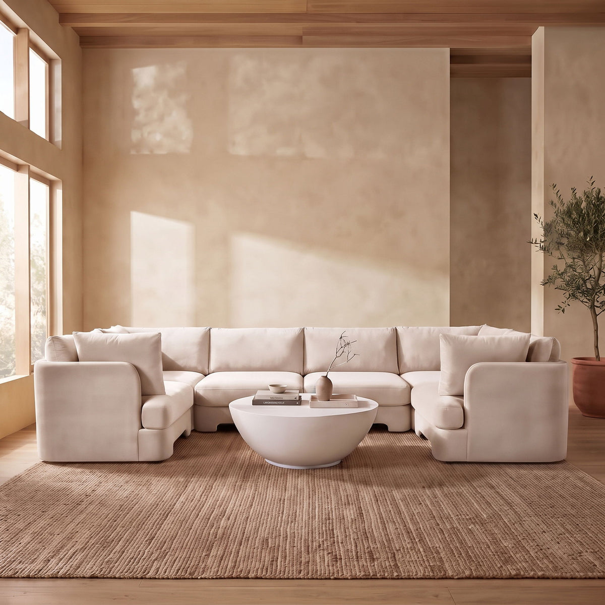 Hammond - Velvet Performance Fabric Upholstered 6 Piece U-Shaped Sectional
