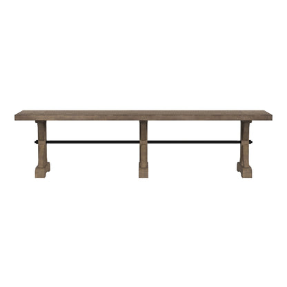 Yellowstone - Dining Bench With Metal Bar Cross - Medium Brown