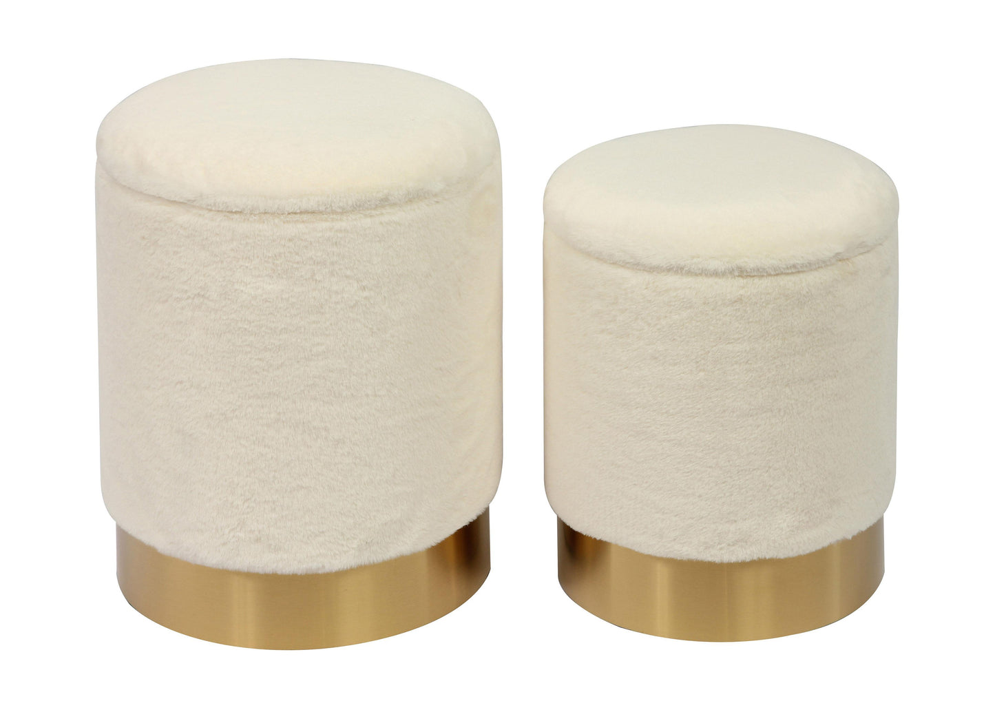 Teddy - Faux Sheepskin Storage Ottomans (Set of 2) - Beige