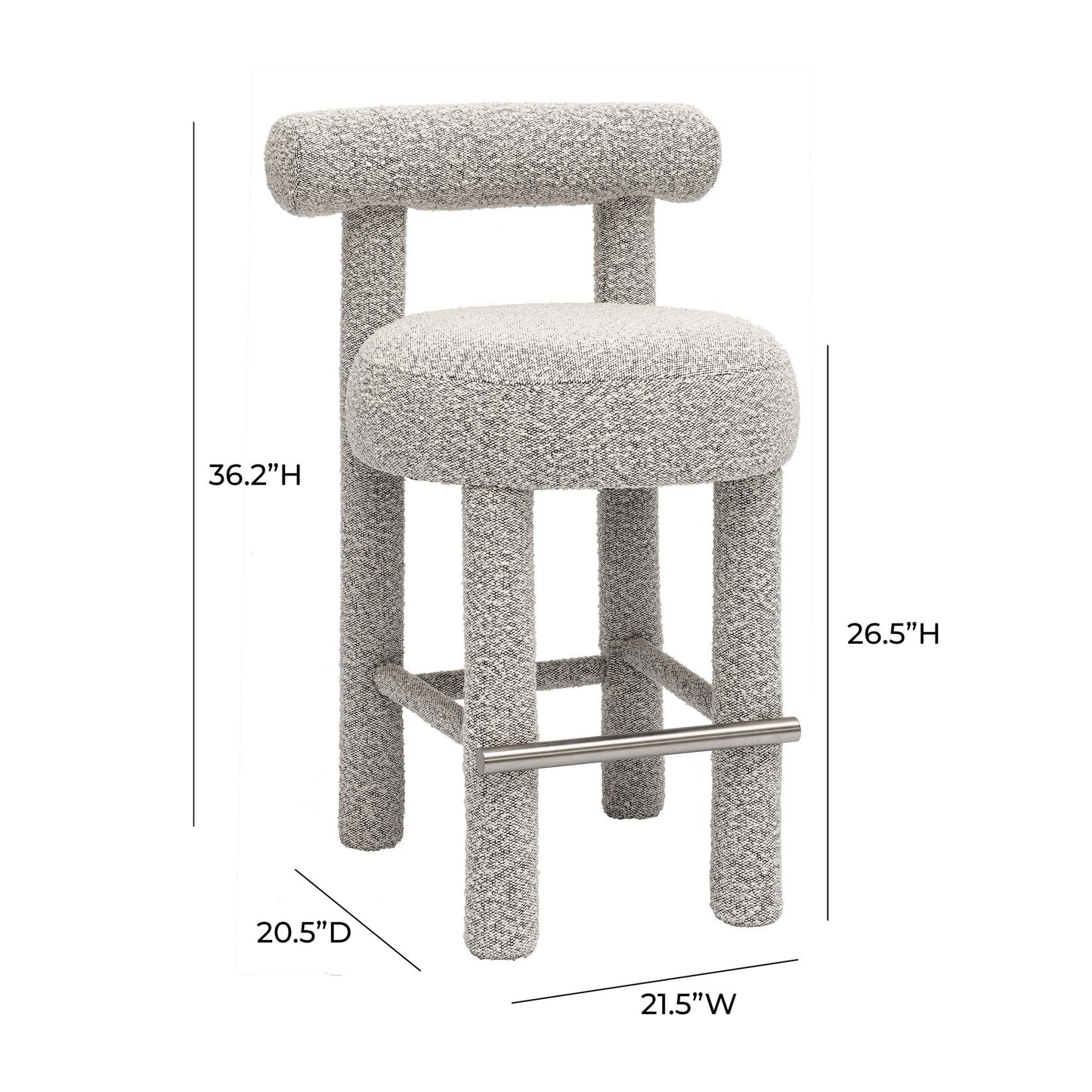 Carmel - Boucle and Solid Wood Counter Stool