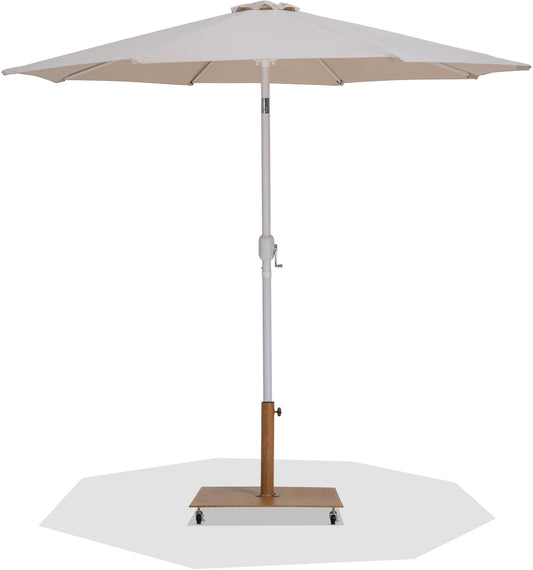 Fiji - Aluminum Patio Umbrella With Square Teak And White Base