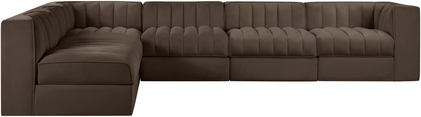 Rummi - Velvet Performance Fabric Upholstered 6 Piece Modular Sectional