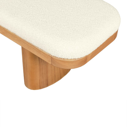 Ollie - Boucle Wooden Bench - White