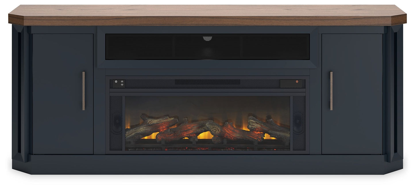 Landocken - 83" TV Stand With Electric Fireplace - Two-tone