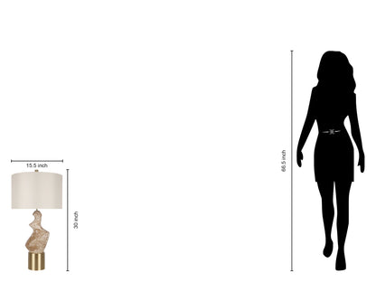 "Sculptural Serenity" Ceramic Table Lamp (Set of 2) - Stone / Soft Gold