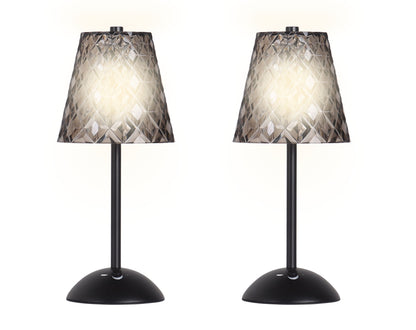 "Crystal Radiance II" Rechargeable LED Metal Accent Lamp (Set of 2) - Matte Black / Smoke