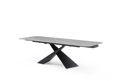 9422 - Ceramic & Metal Dining Table - Gray / Black