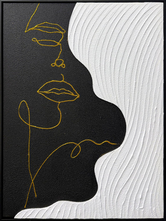 Contour Muse II Hand-Painted Canvas In Frame - Black / White