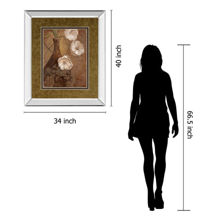 Flores En Umber I By Nan - Mirror Framed Print Wall Art - Light Brown